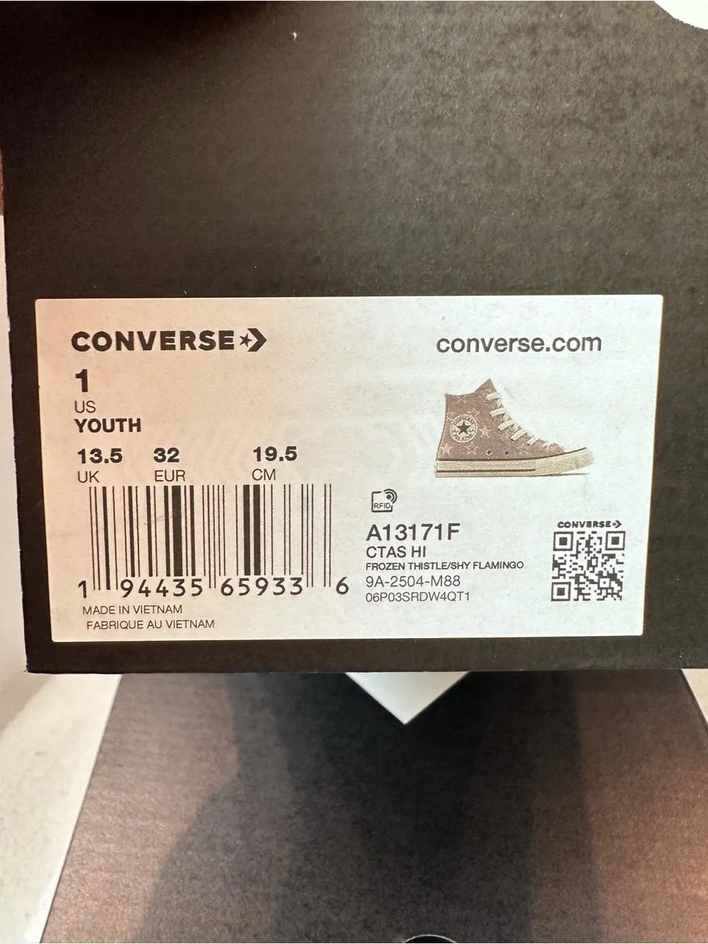 Girl’s Converse Purple High Top Sneakers with White Stars